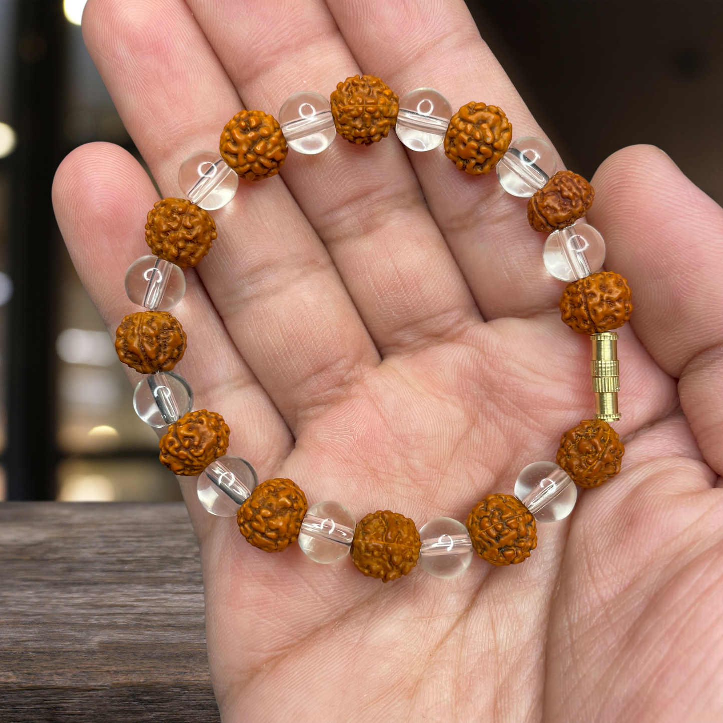 RUDRAKSHA BRACELET WITH CRYSTAL BEED FOR WOMEN