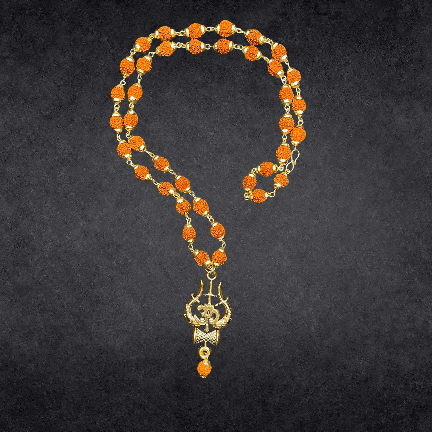 Gold Plated Origial Rugdraksh Mala with trishul