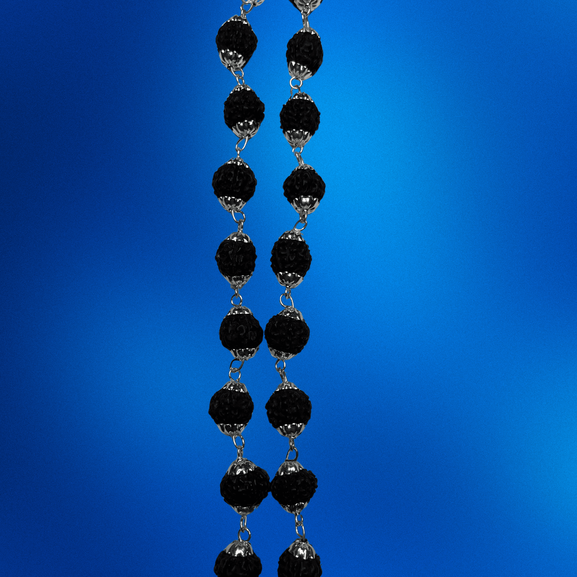SILVER PLATED BALCK RUDRAKSHA MALA