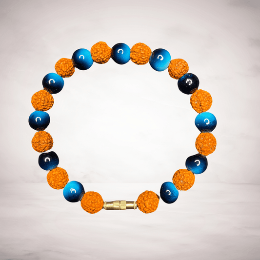 RUDRAKSHA BRACELET WITH BLUE BEEDS
