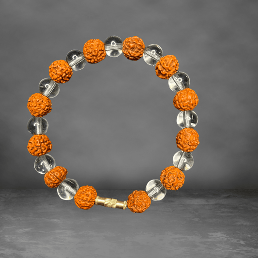 RUDRAKSHA BRACELET WITH CRYSTAL BEEDS 